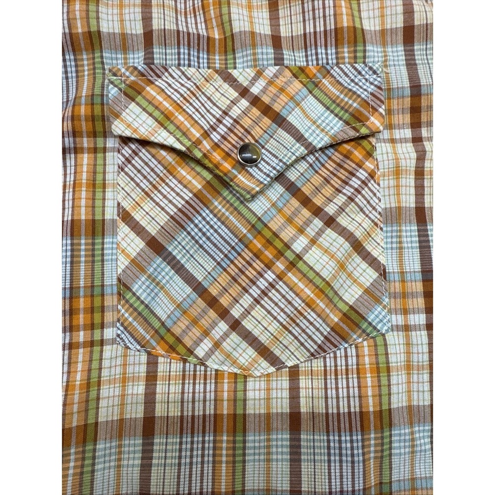 Pendleton Western Shirt Men's Large Brown Plaid Frontier Pearl Snap Short Sleeve - Picture 3 of 5